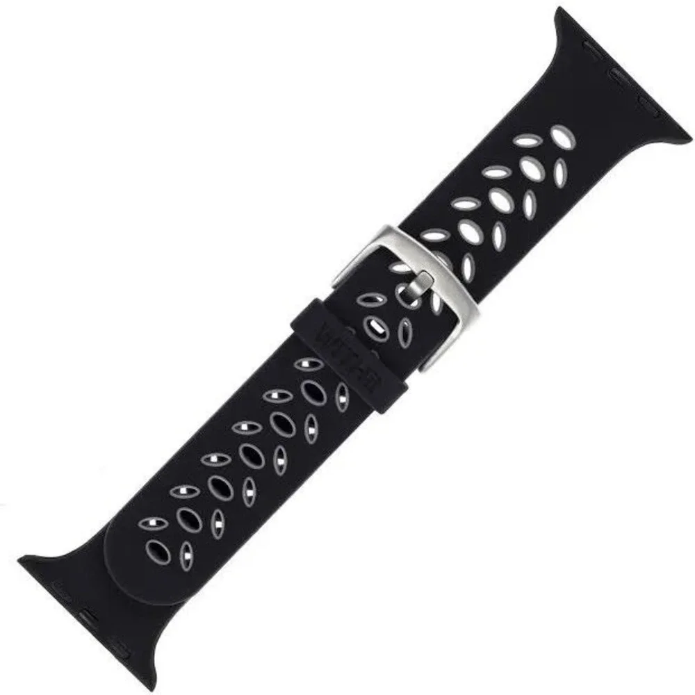 With It Sport Silicone Band Unisex 42/44/45/49mm‎ Blk/Grey Apple Watch Strap NEW